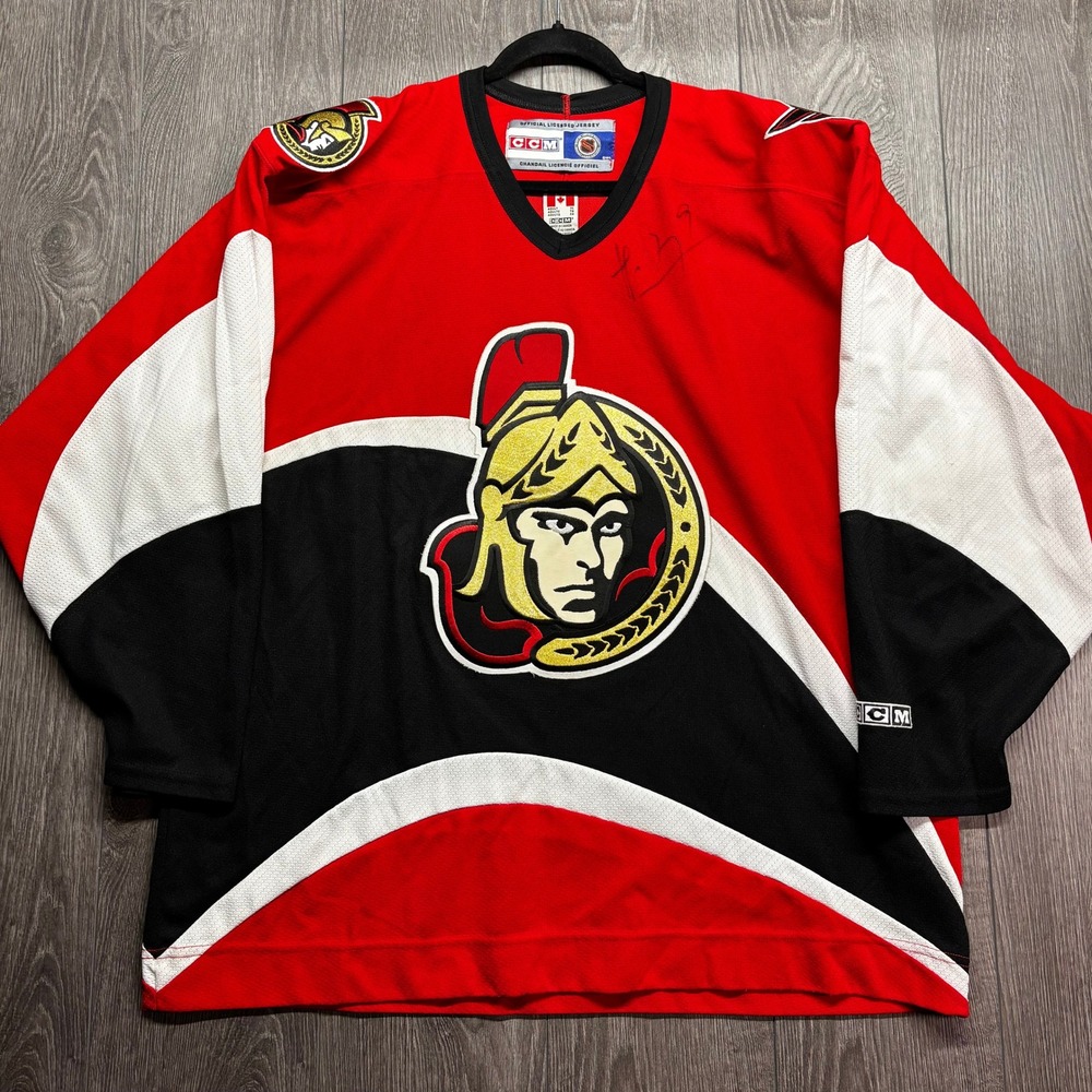 Vintage CCM Ottawa Senators NHL Jersey Mens XL Red Black White Hockey Autograph